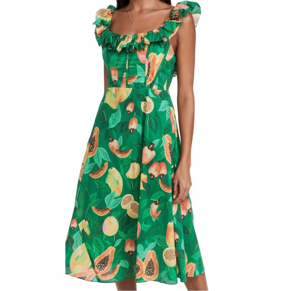FARM Rio Tropical Papaya Green Midi Dress